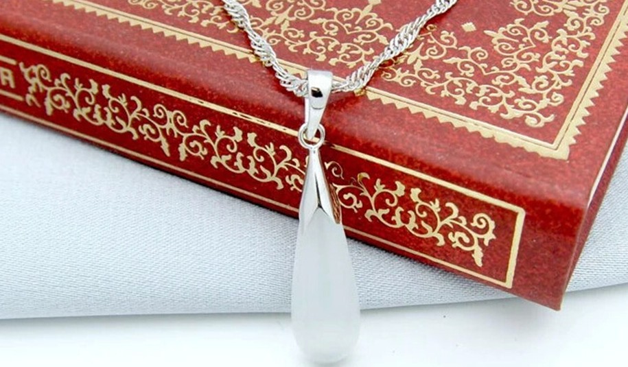 SS11043-1 S925 sterling silver drop tears stone necklace